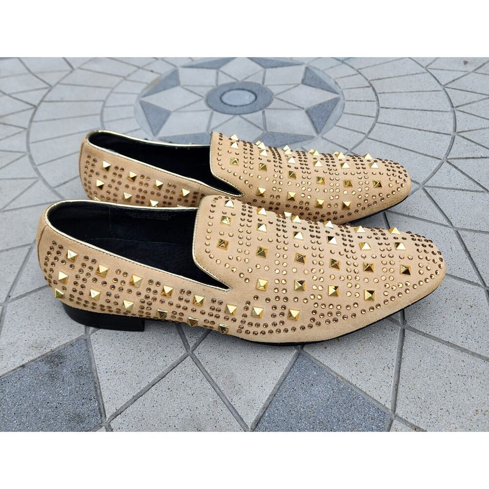 Asher Green Tonal Crystal Studded Suede Smoking Loafer Dress Shoes 14 - Picture 3 of 12